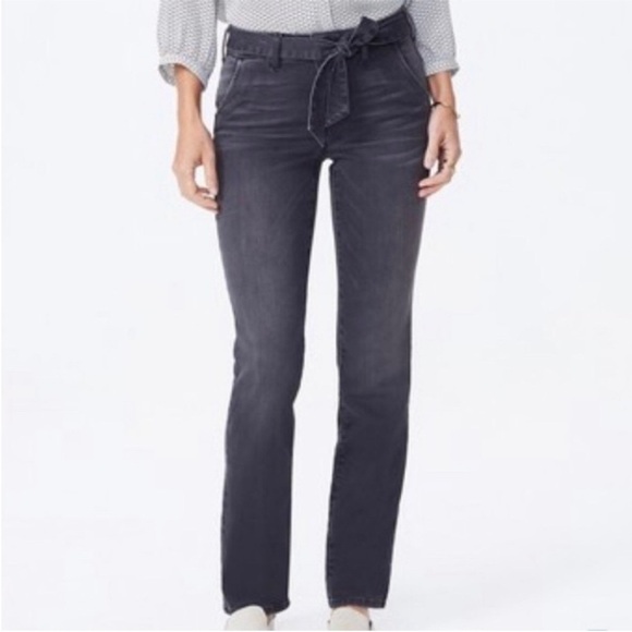 NYDJ Marilyn Straight tie waist trouser style black/grey jeans. Stretch. Work. - Picture 1 of 12